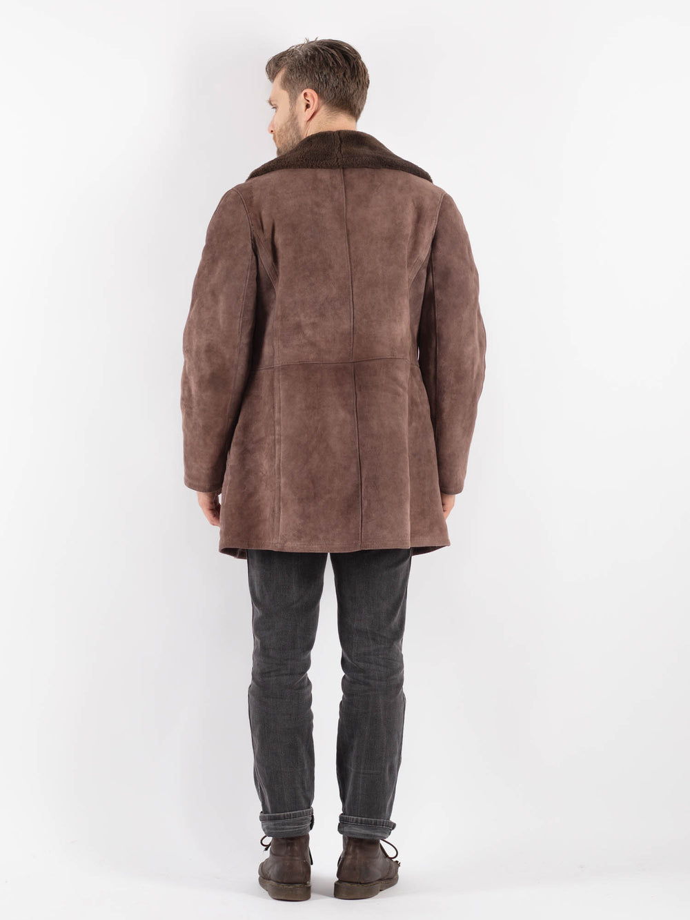 Vintage 70's Men Sheepskin Coat in BrownZ562