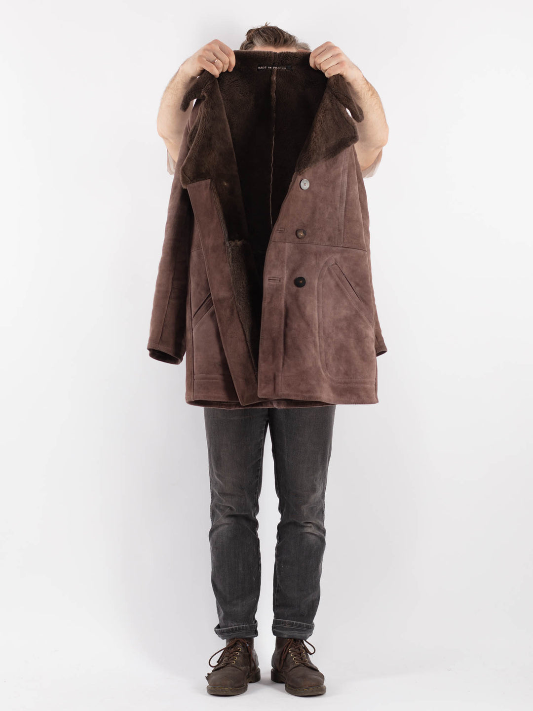 Vintage 70's Men Sheepskin Coat in BrownZ562