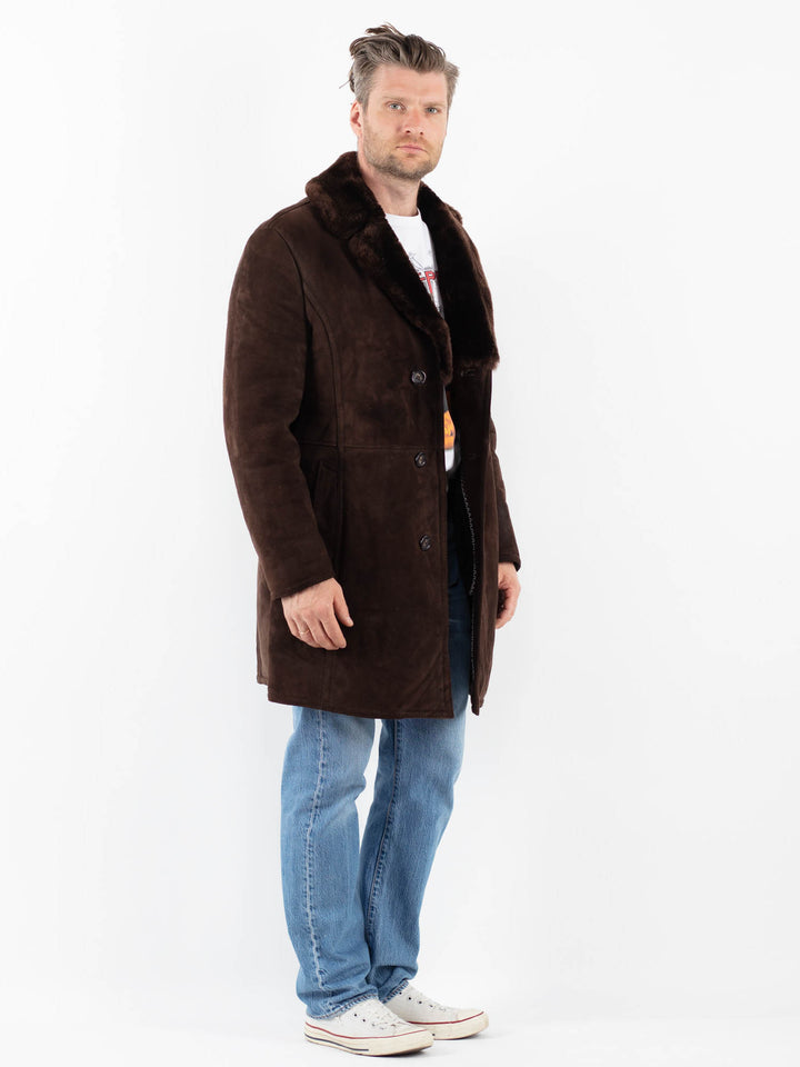 Vintage 70's Men Sheepskin Coat in BrownZ1791