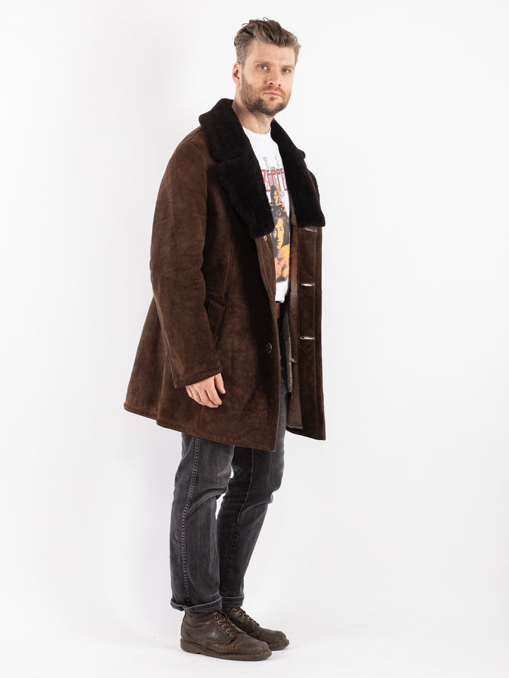 Vintage 70's Men Sheepskin Coat in Brown