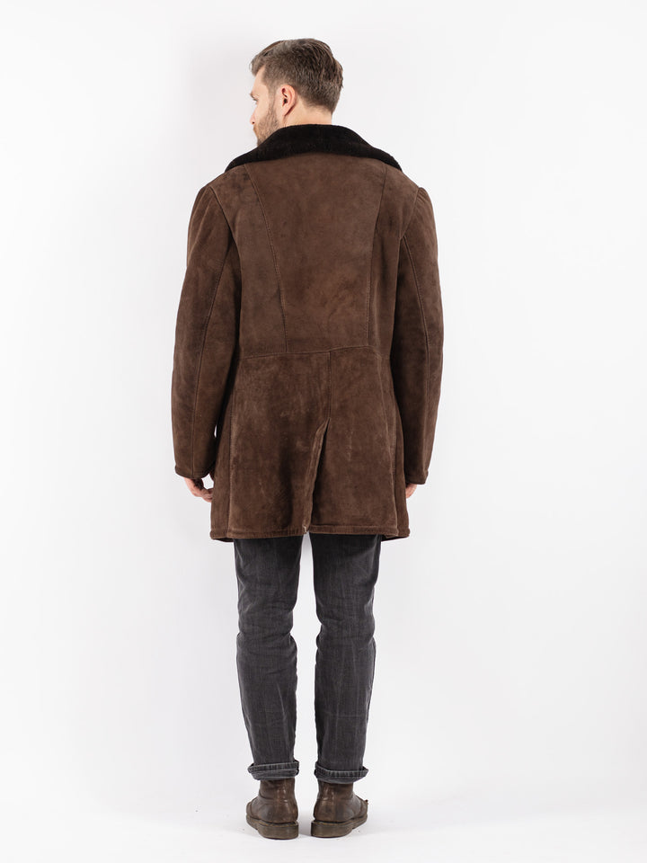 Vintage 70's Men Sheepskin Coat in Brown