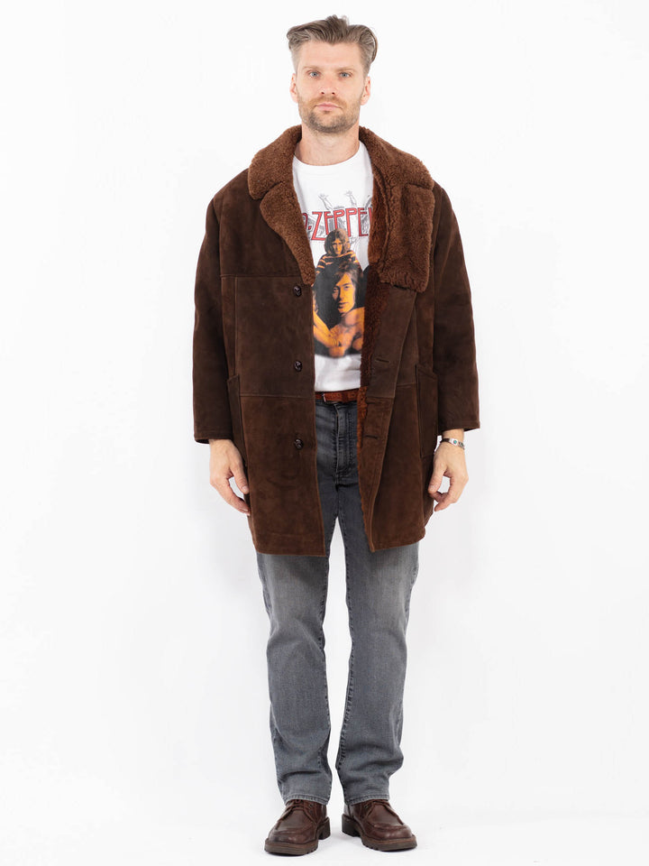 Vintage 70's Men Sheepskin Coat in BrownZ2139
