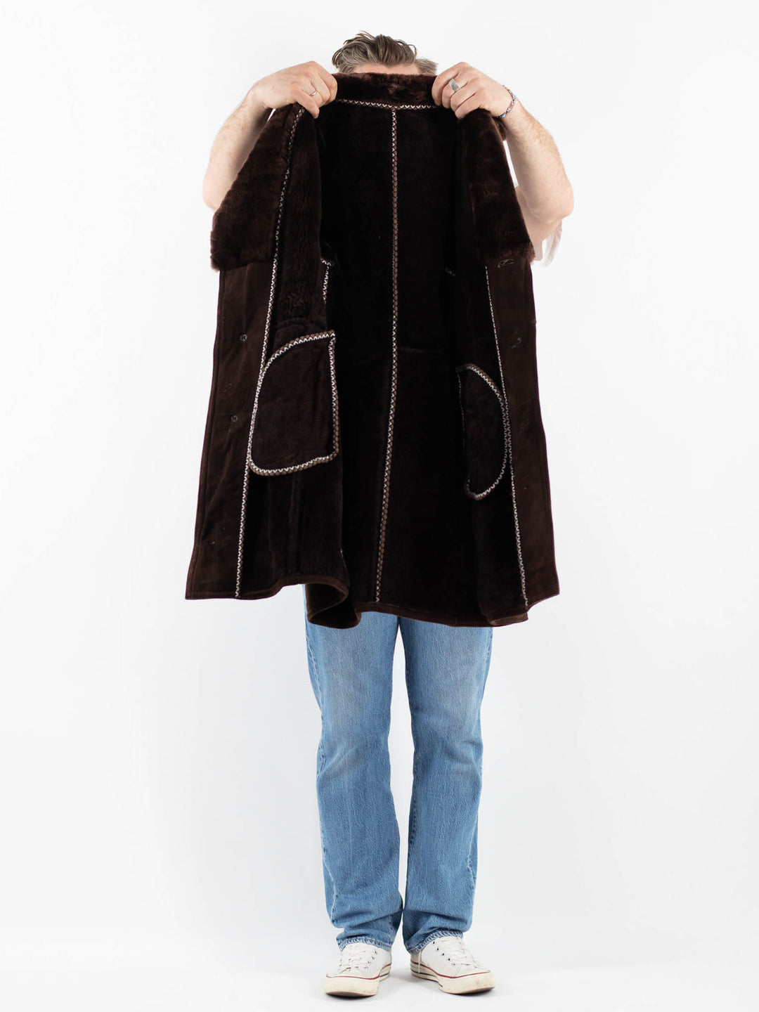 Vintage 70's Men Sheepskin Coat in BrownZ1791