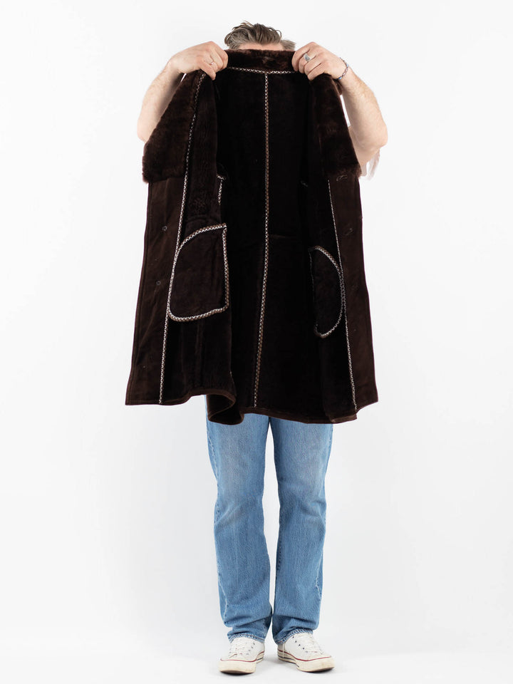 Vintage 70's Men Sheepskin Coat in BrownZ1791
