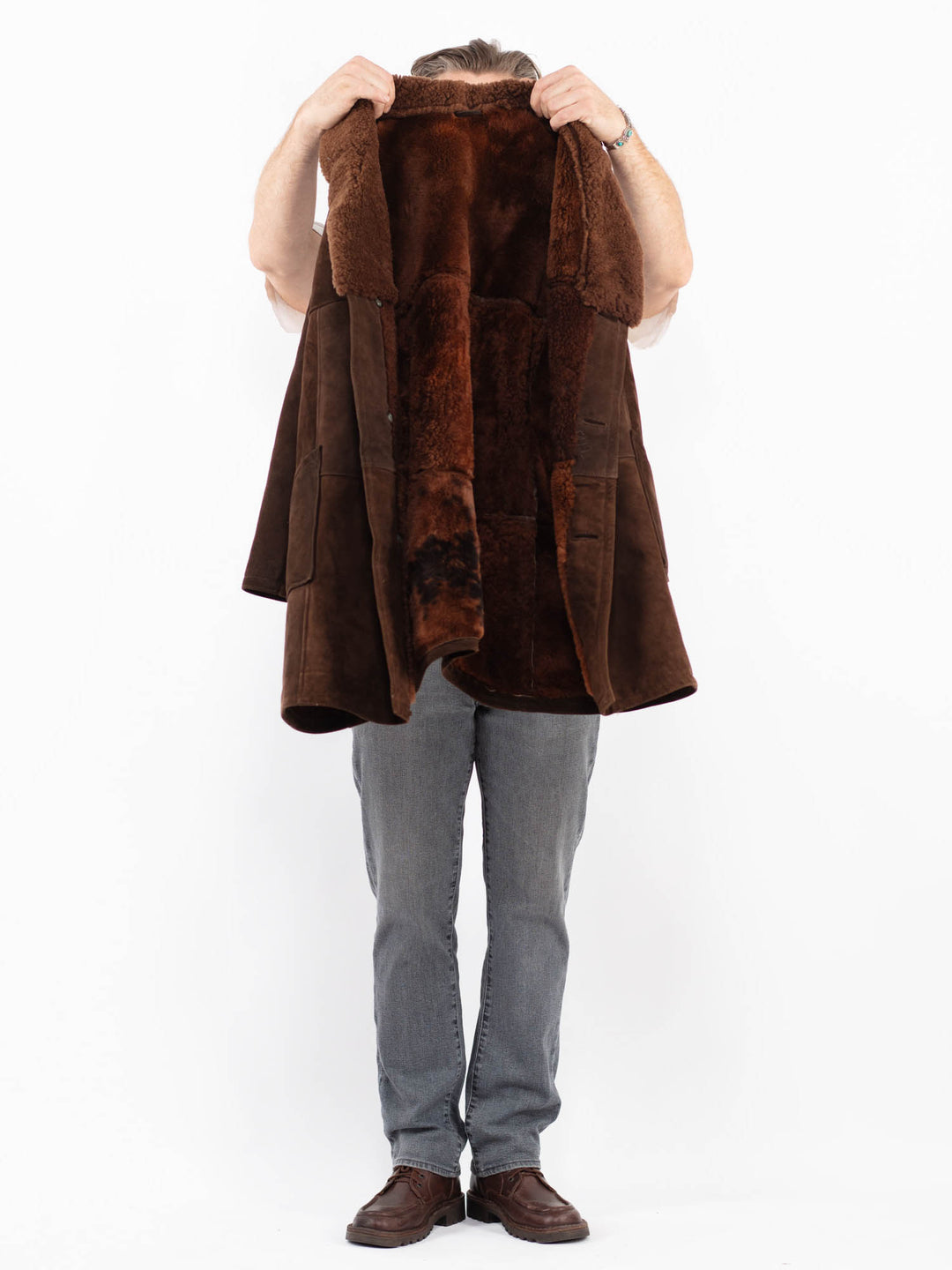 Vintage 70's Men Sheepskin Coat in BrownZ2139