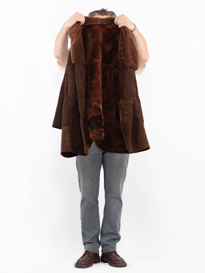 Vintage 70's Men Sheepskin Coat in BrownZ2139