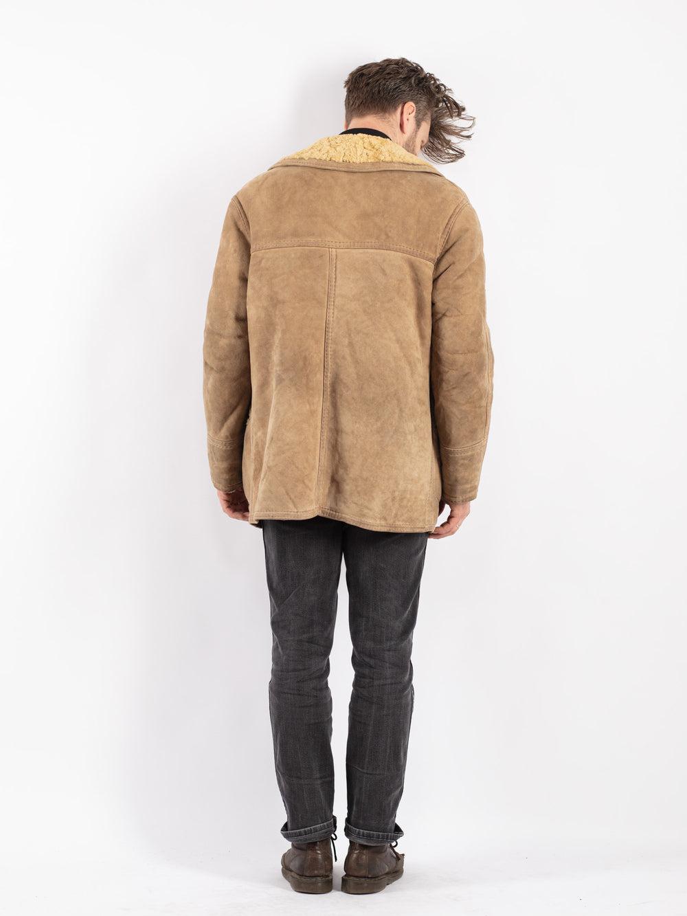 Vintage 70's Men Sheepskin Coat in Beige