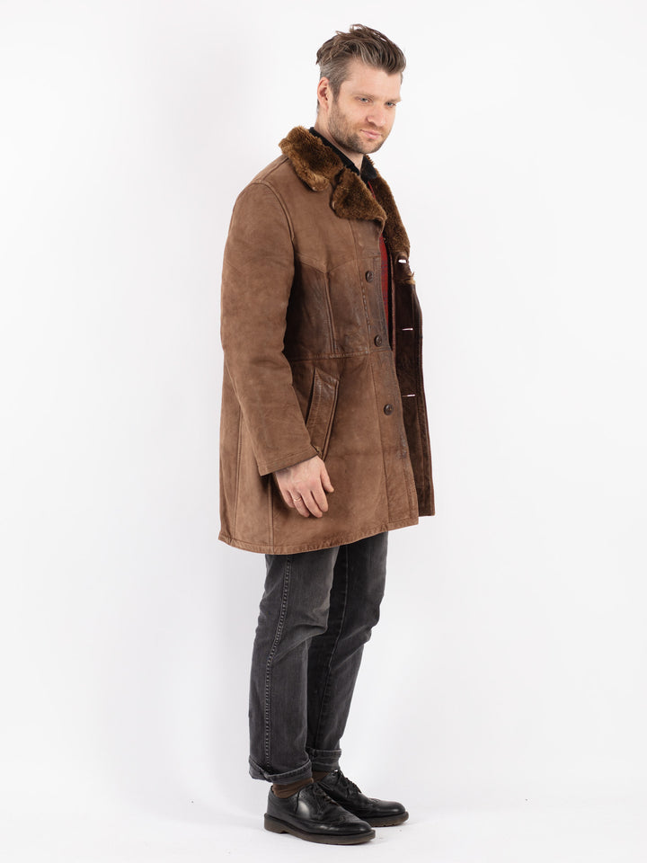 Vintage 70's Men Sheepskin Coat in Brown