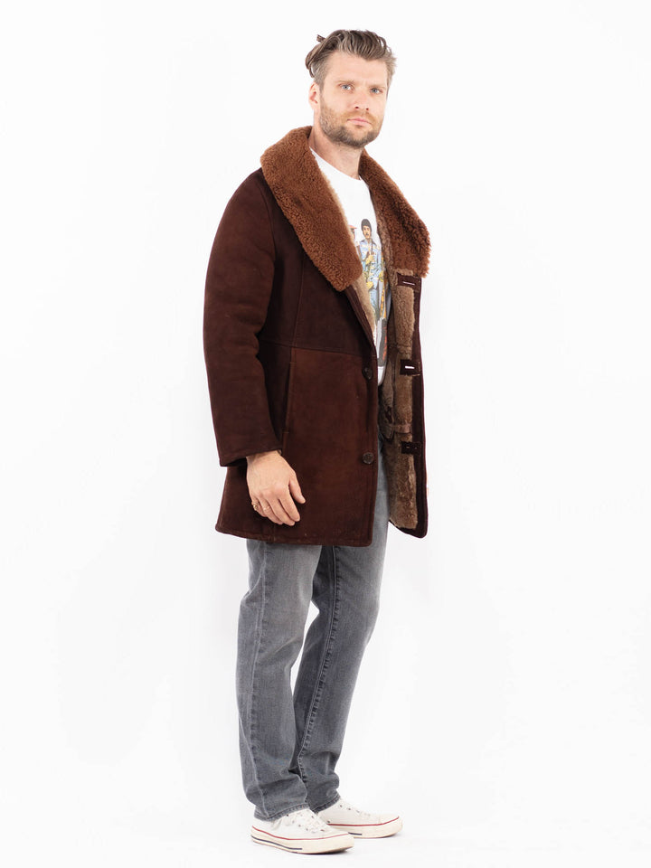 Vintage 70's Men Sheepskin Coat in BrownZ2015