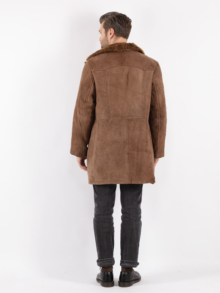 Vintage 70's Men Sheepskin Coat in Brown