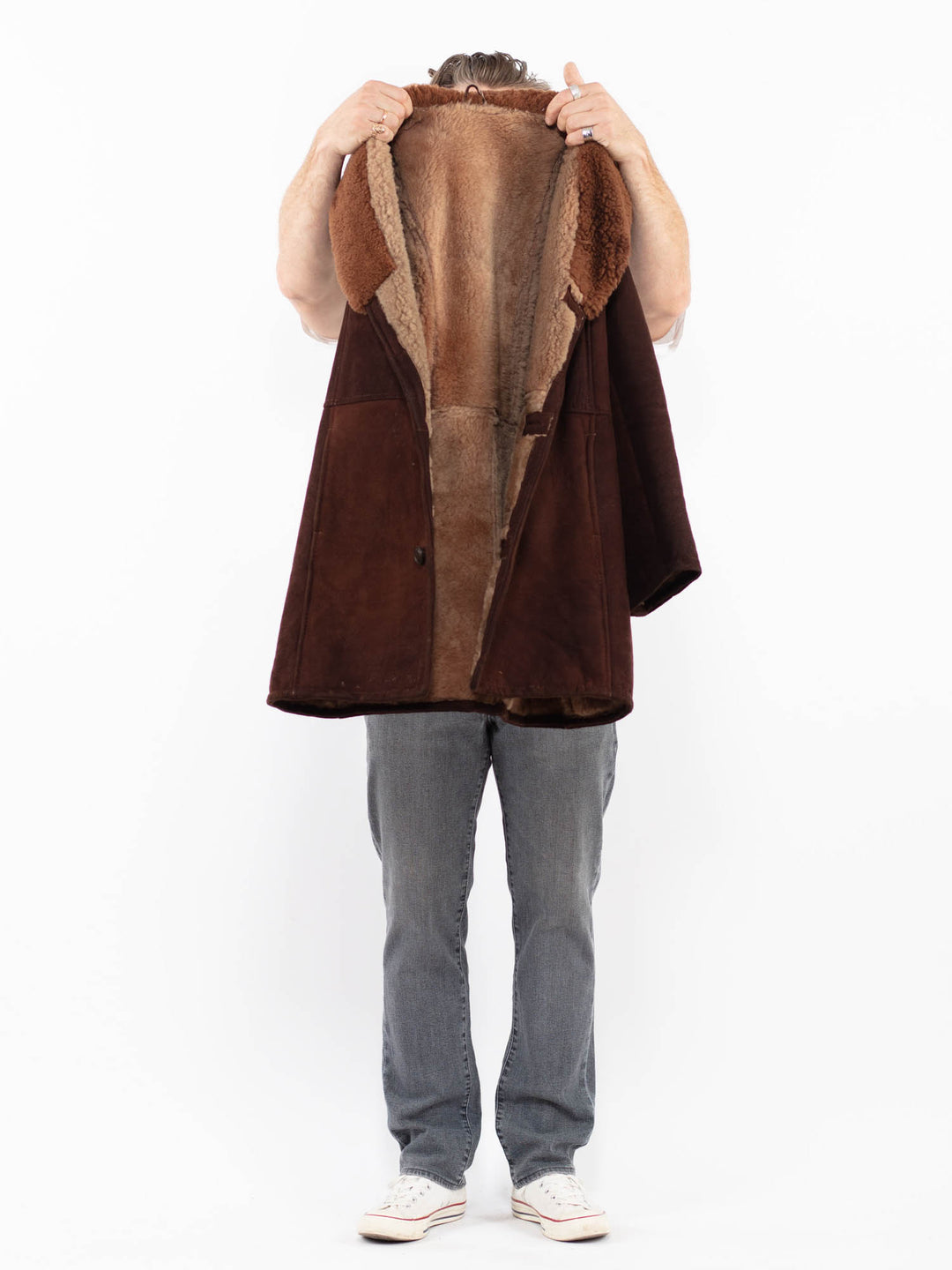 Vintage 70's Men Sheepskin Coat in BrownZ2015