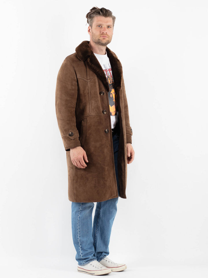 Vintage 70's Men Sheepskin Coat in BrownZ1794