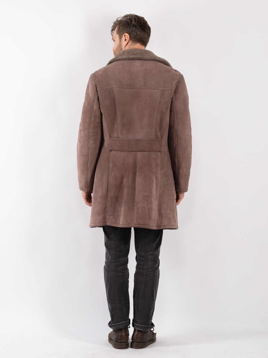 Vintage 70's Men Sheepskin Coat in Brown