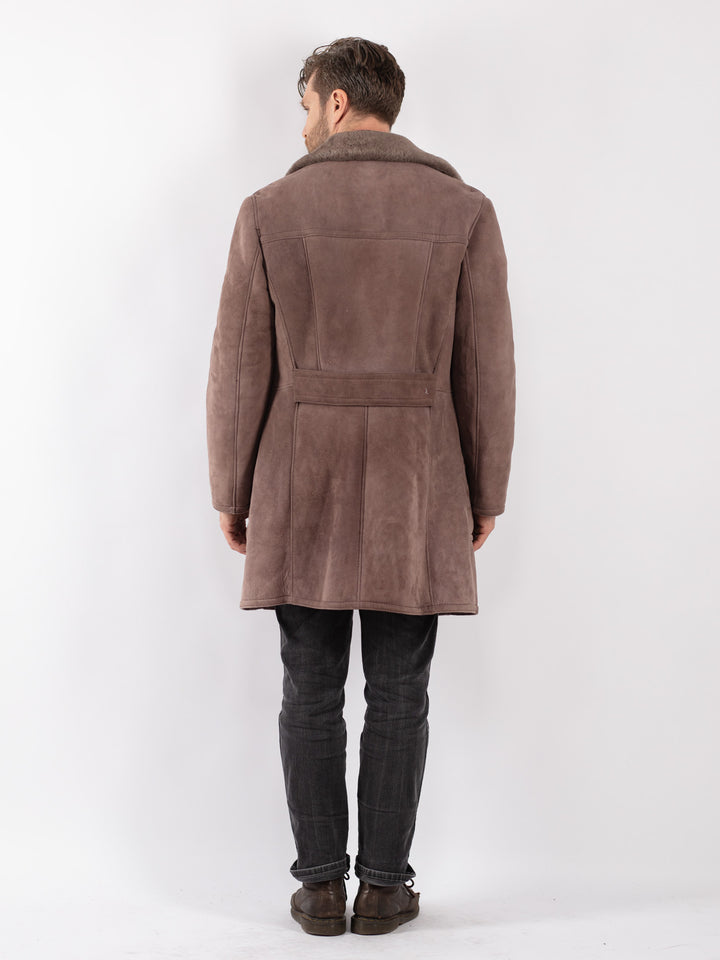 Vintage 70's Men Sheepskin Coat in Brown