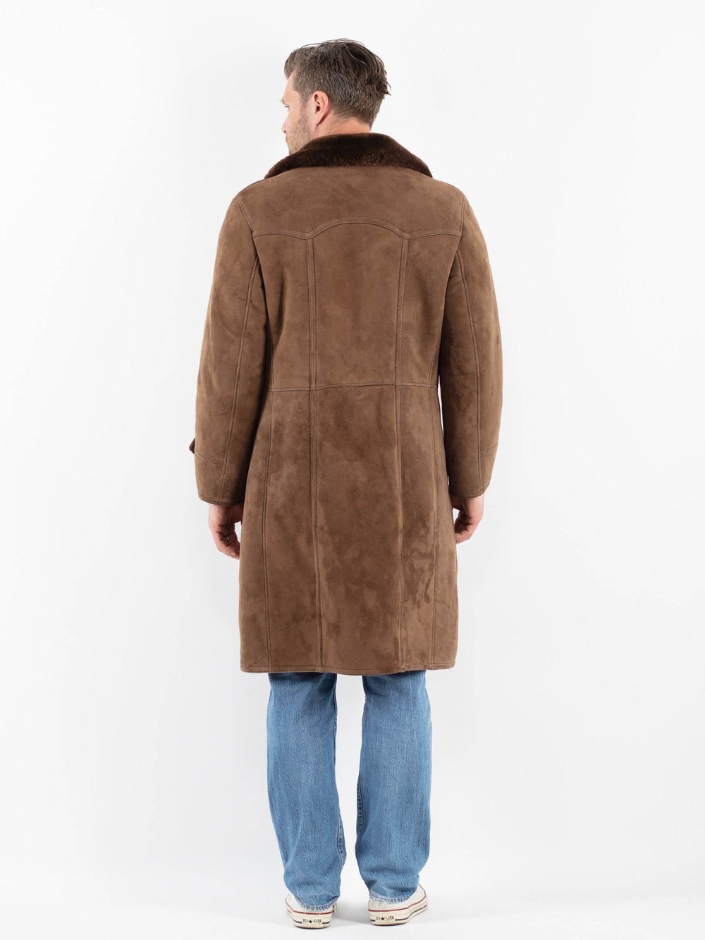 Vintage 70's Men Sheepskin Coat in BrownZ1794