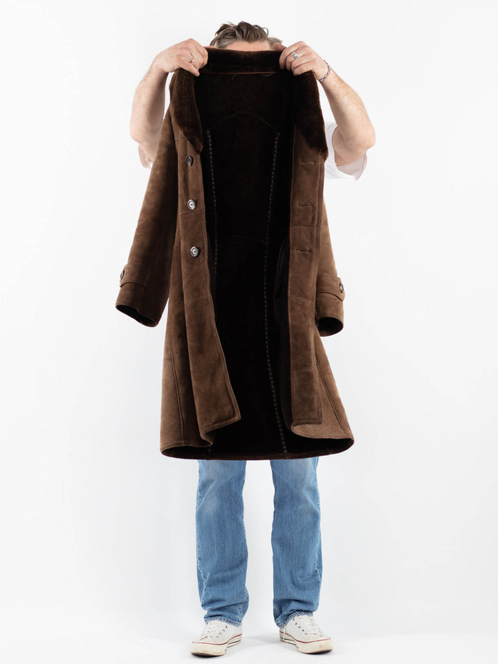 Vintage 70's Men Sheepskin Coat in BrownZ1794