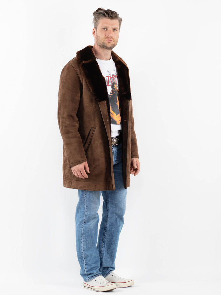 Vintage 70's Men Sheepskin Coat in BrownZ1796