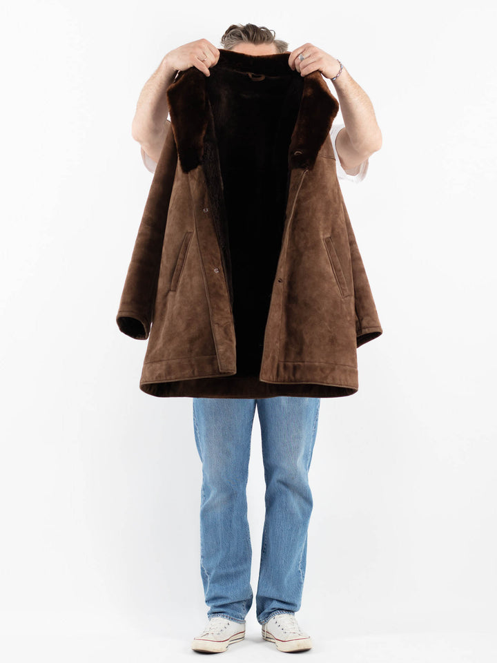Vintage 70's Men Sheepskin Coat in BrownZ1796