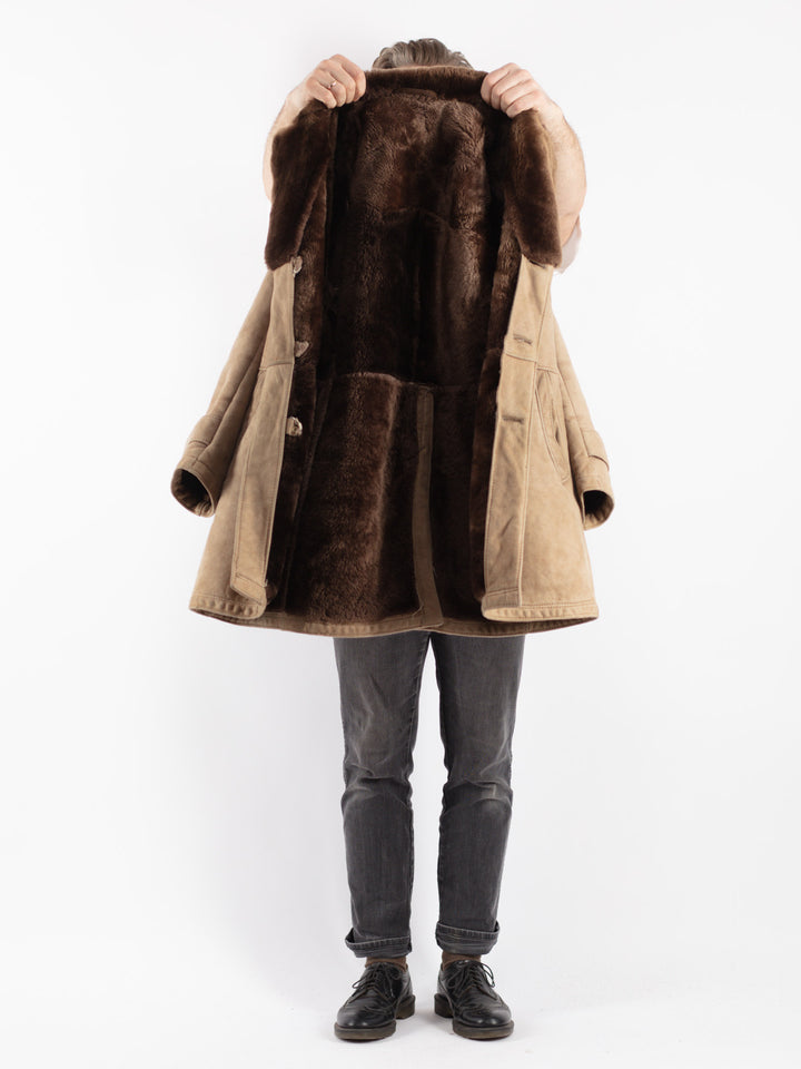Vintage 70's Men Sheepskin Coat in BeigeZ354