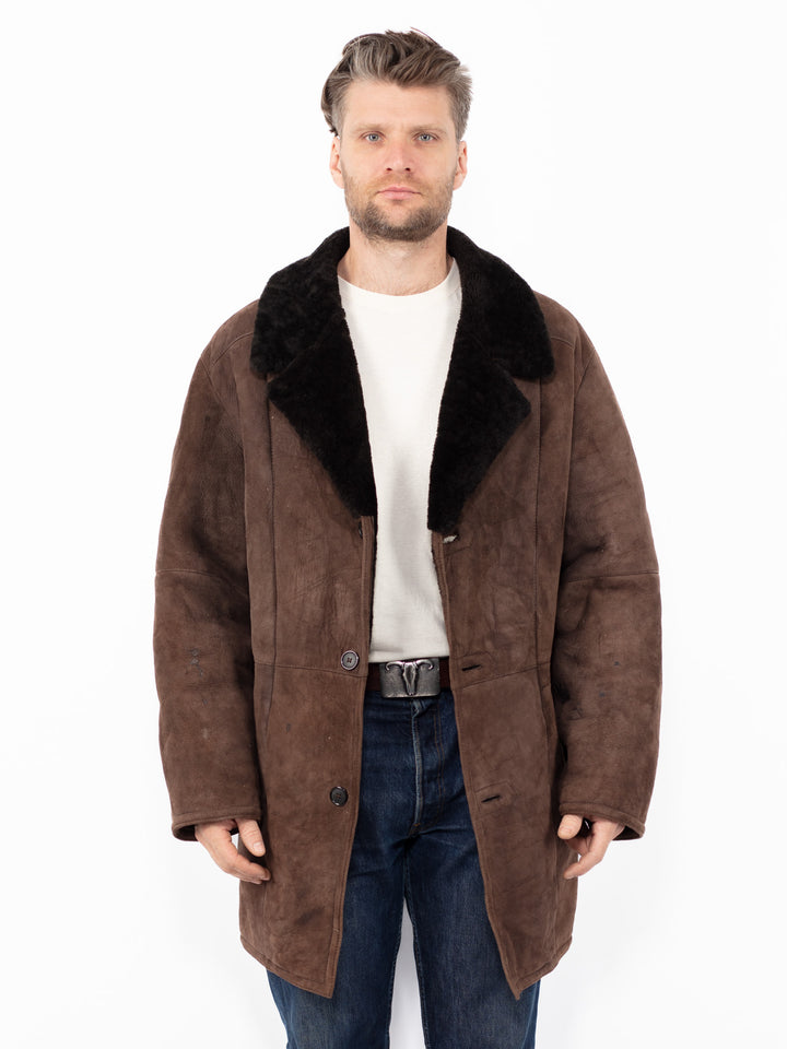 Vintage 70's Men Sheepskin Coat in Brown