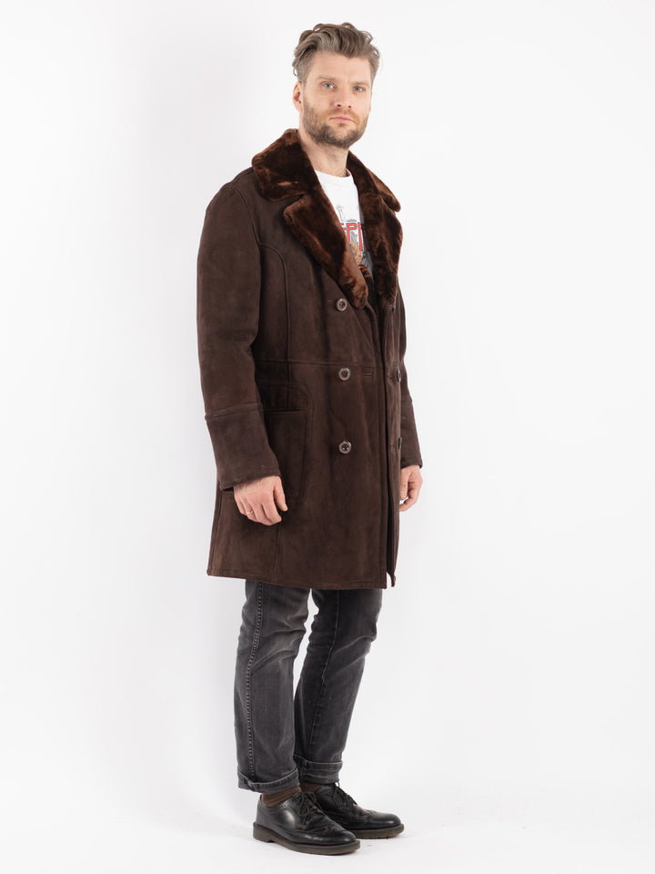 Vintage 70's Men Sheepskin Coat in Brown