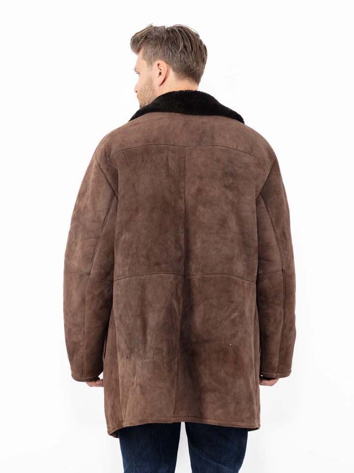 Vintage 70's Men Sheepskin Coat in Brown