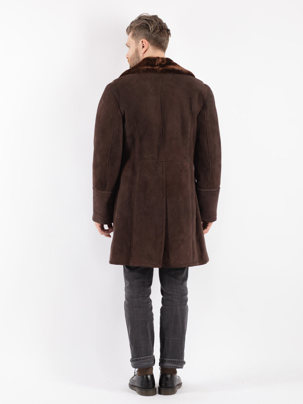 Vintage 70's Men Sheepskin Coat in Brown