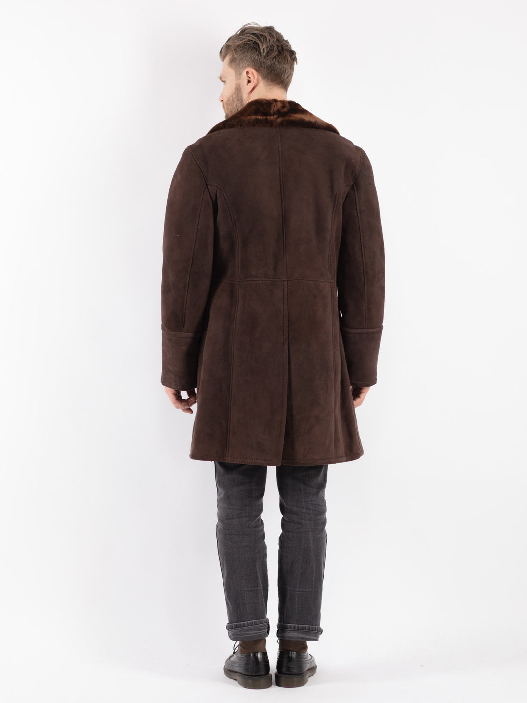 Vintage 70's Men Sheepskin Coat in Brown
