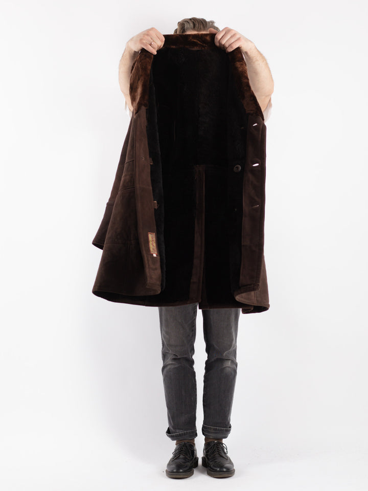 Vintage 70's Men Sheepskin Coat in Brown