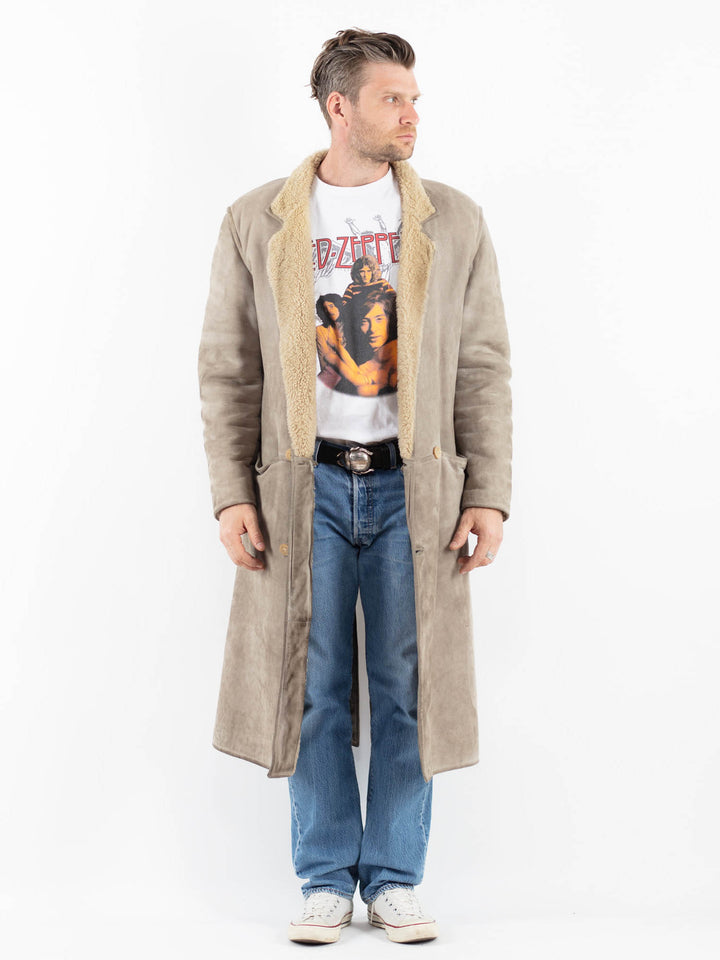 Vintage 70's Men Sheepskin Coat in GrayZ1800