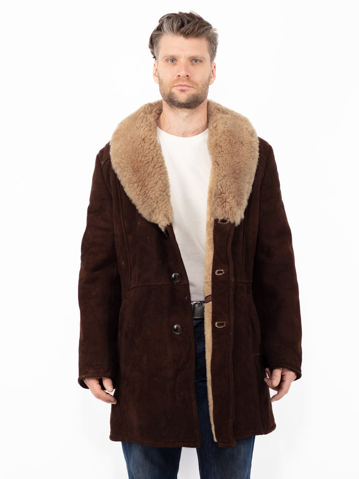 Vintage 70's Men Sheepskin Coat in Brown