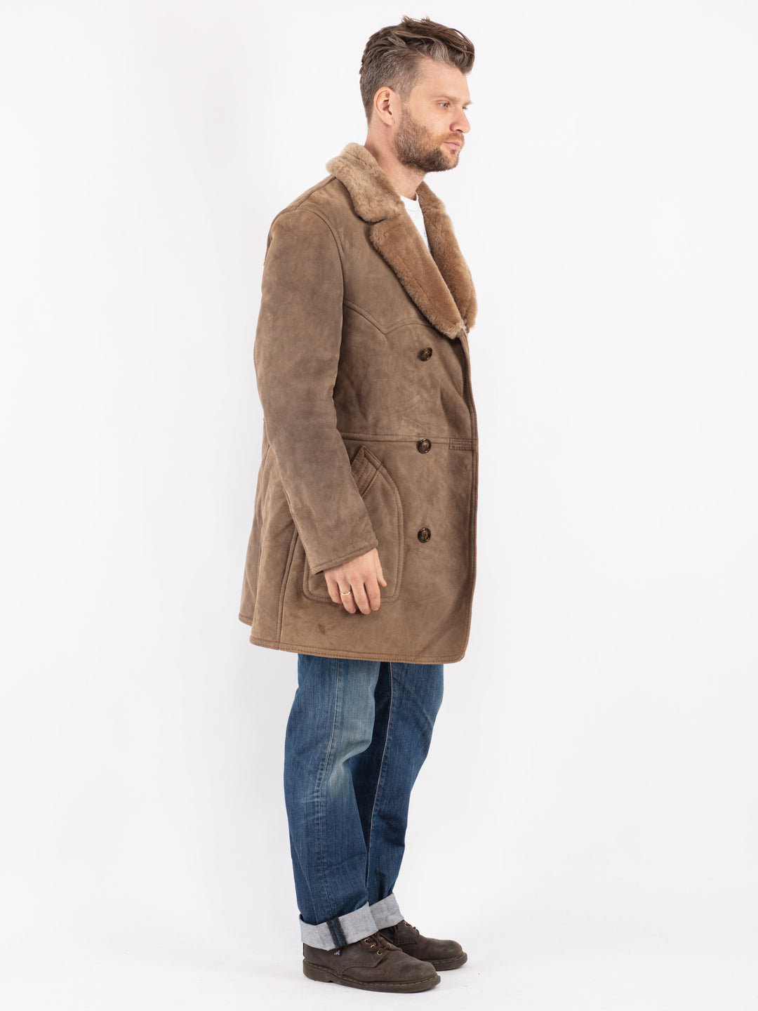 Vintage 70's Men Sheepskin in Beige
