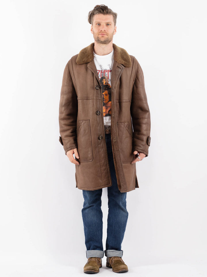 Vintage 70's Men Sheepskin Coat in BrownZ1564
