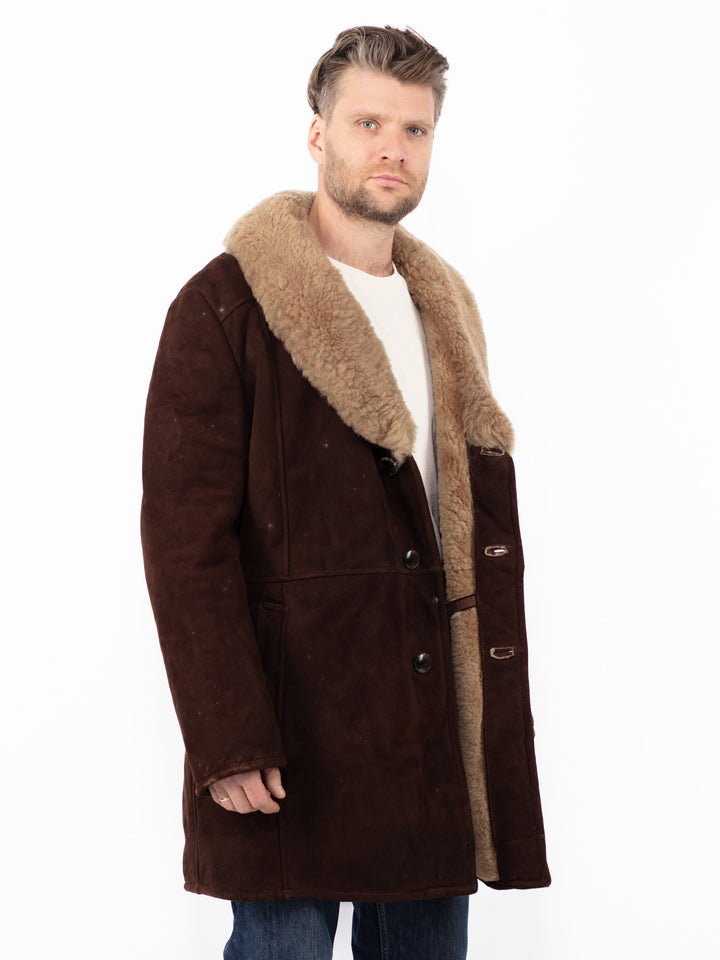 Vintage 70's Men Sheepskin Coat in Brown