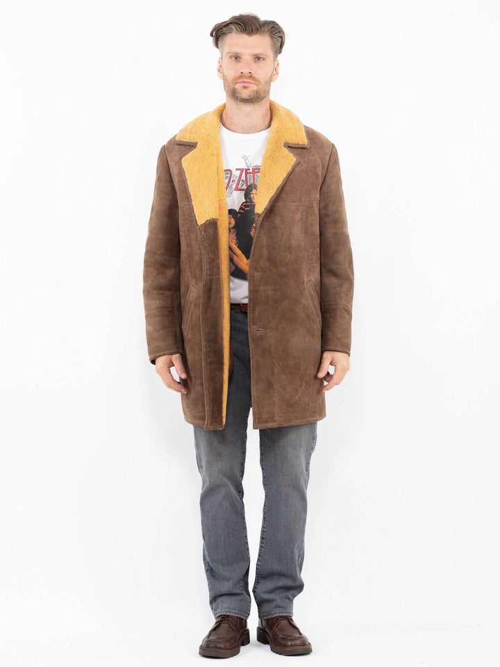 Vintage 70's Men Sheepskin Coat in BrownZ2148