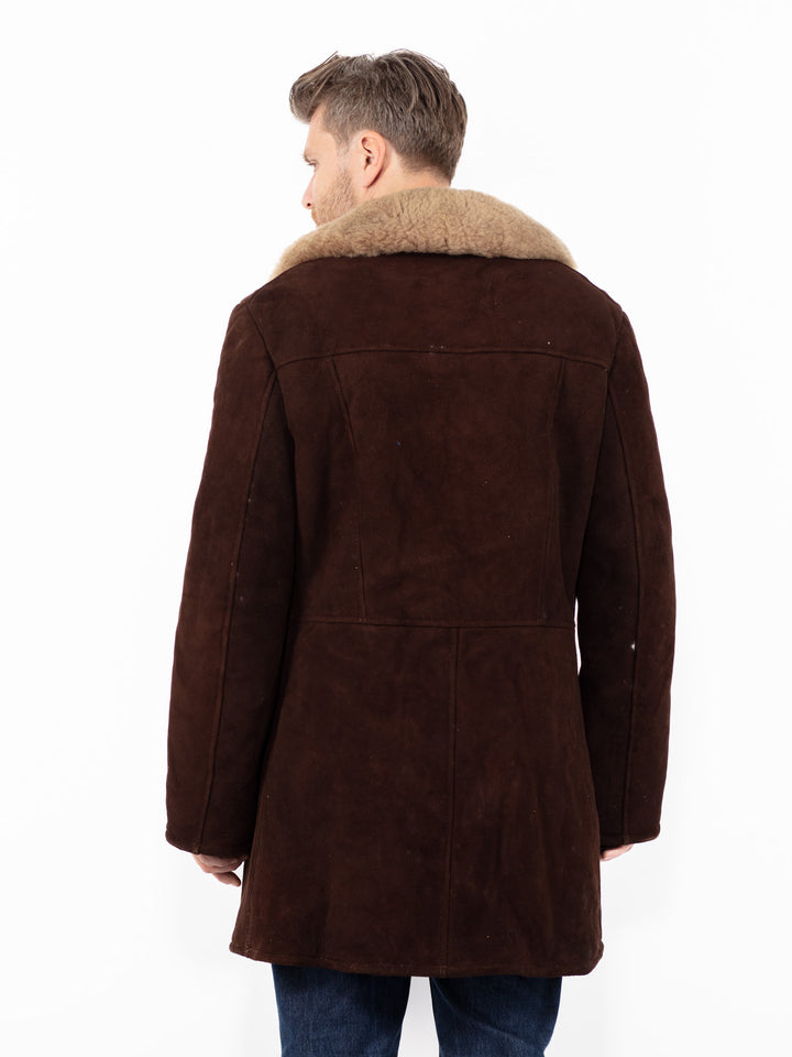 Vintage 70's Men Sheepskin Coat in Brown