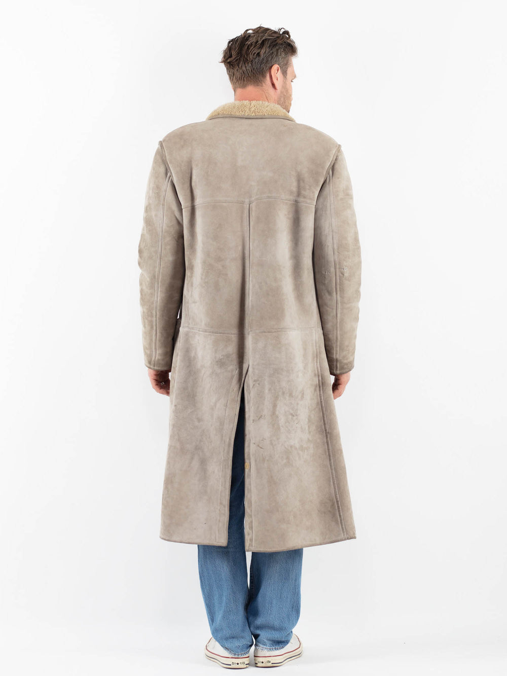 Vintage 70's Men Sheepskin Coat in GrayZ1800