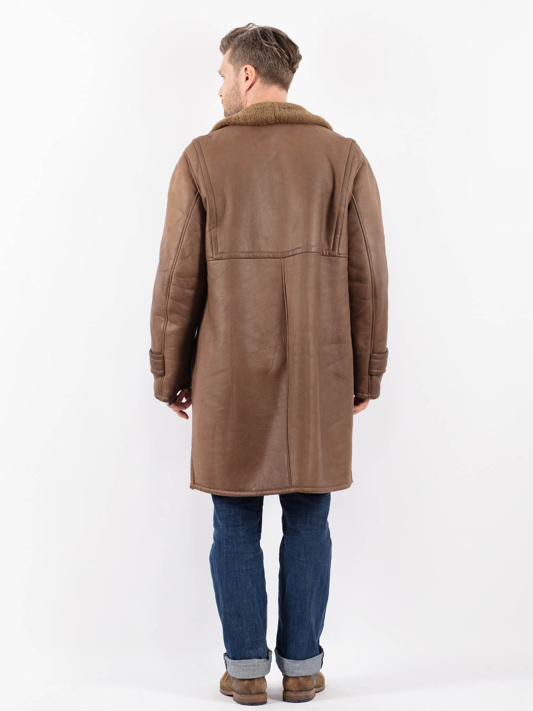 Vintage 70's Men Sheepskin Coat in BrownZ1564