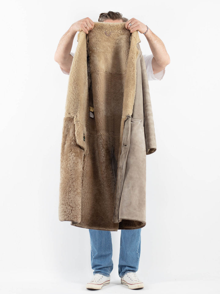 Vintage 70's Men Sheepskin Coat in GrayZ1800