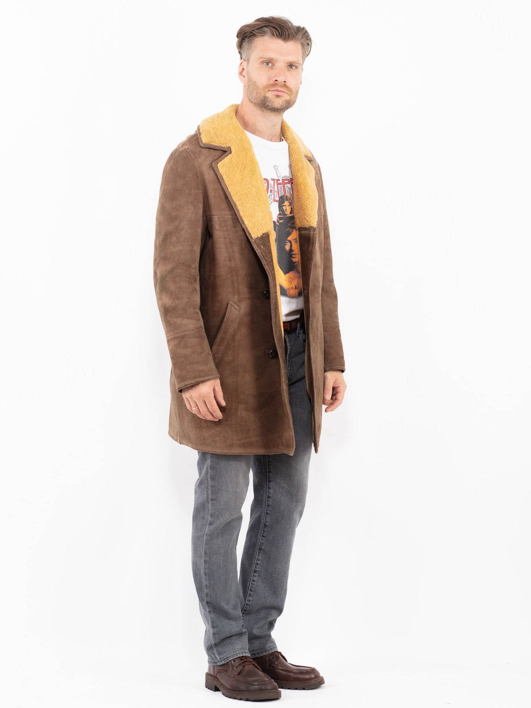Vintage 70's Men Sheepskin Coat in BrownZ2148
