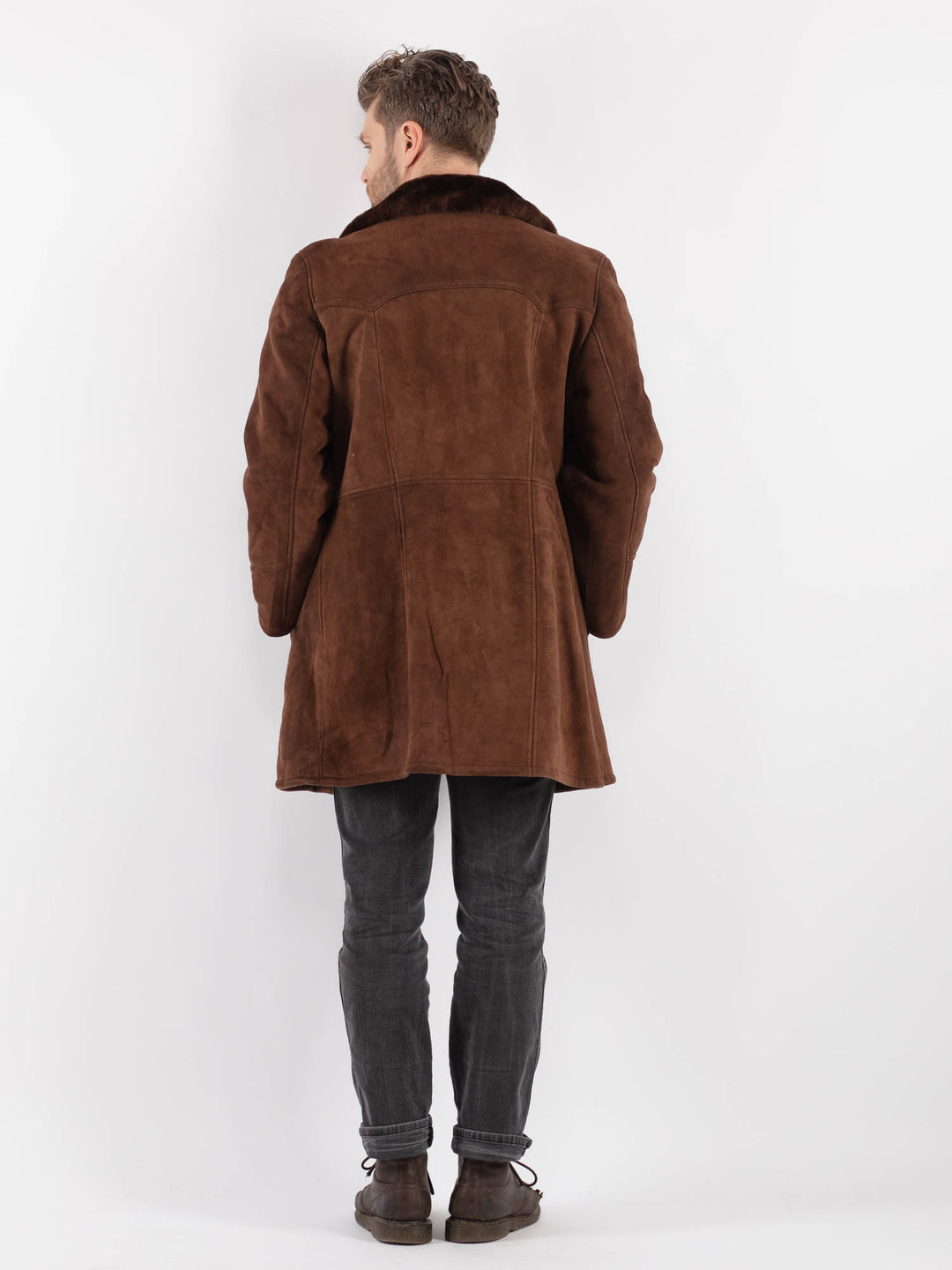Vintage 70's Men Sheepskin Coat in BrownZ567