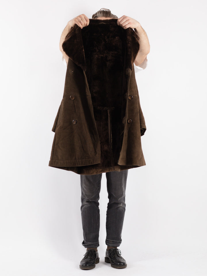 Vintage 70's Men Sheepskin Coat in BrownZ356