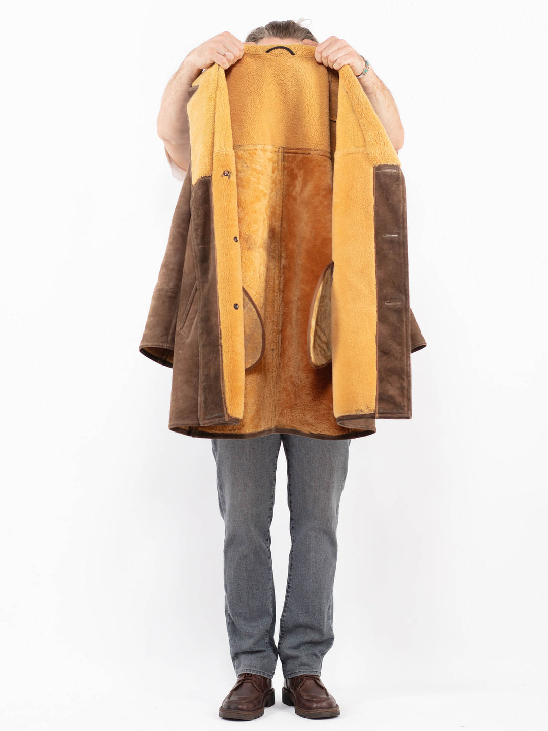 Vintage 70's Men Sheepskin Coat in BrownZ2148