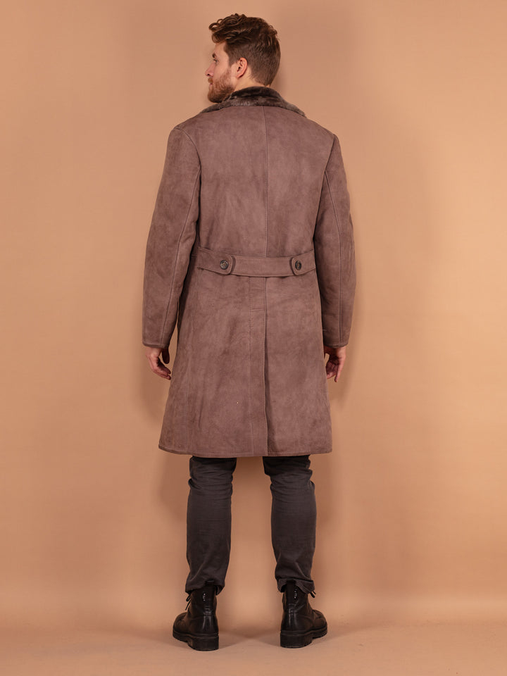 Vintage 70's Men Sheepskin Coat in Brown