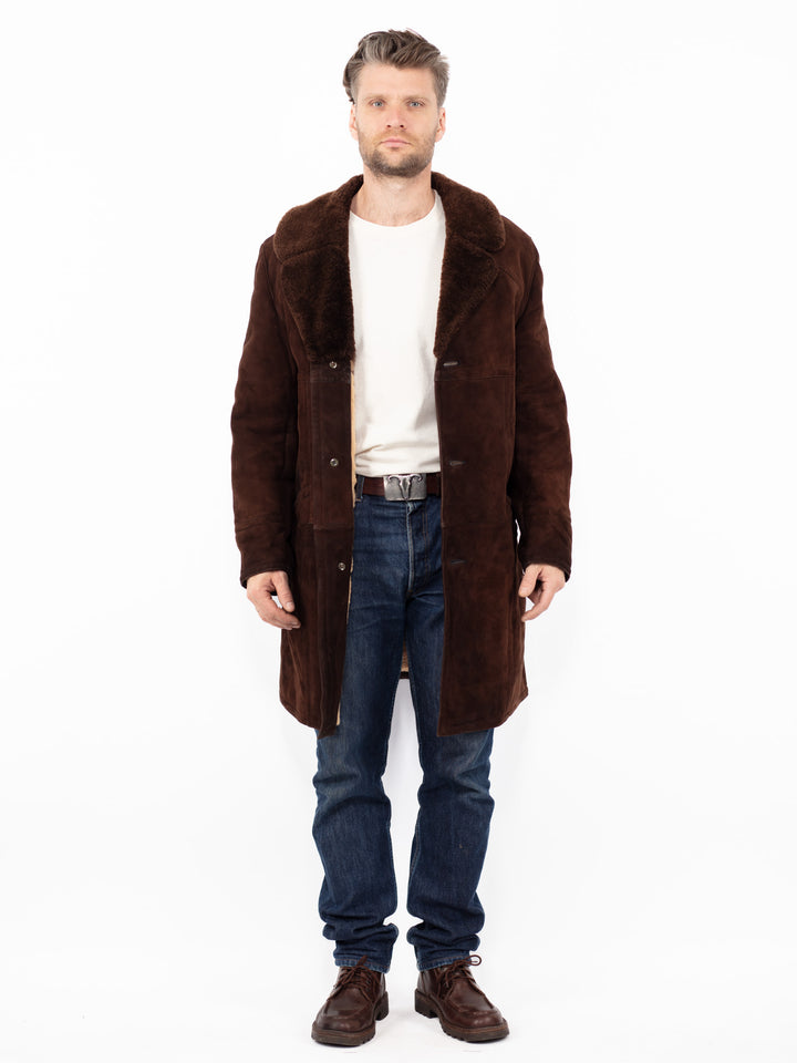 Vintage 70's Men Sheepskin Coat in Brown