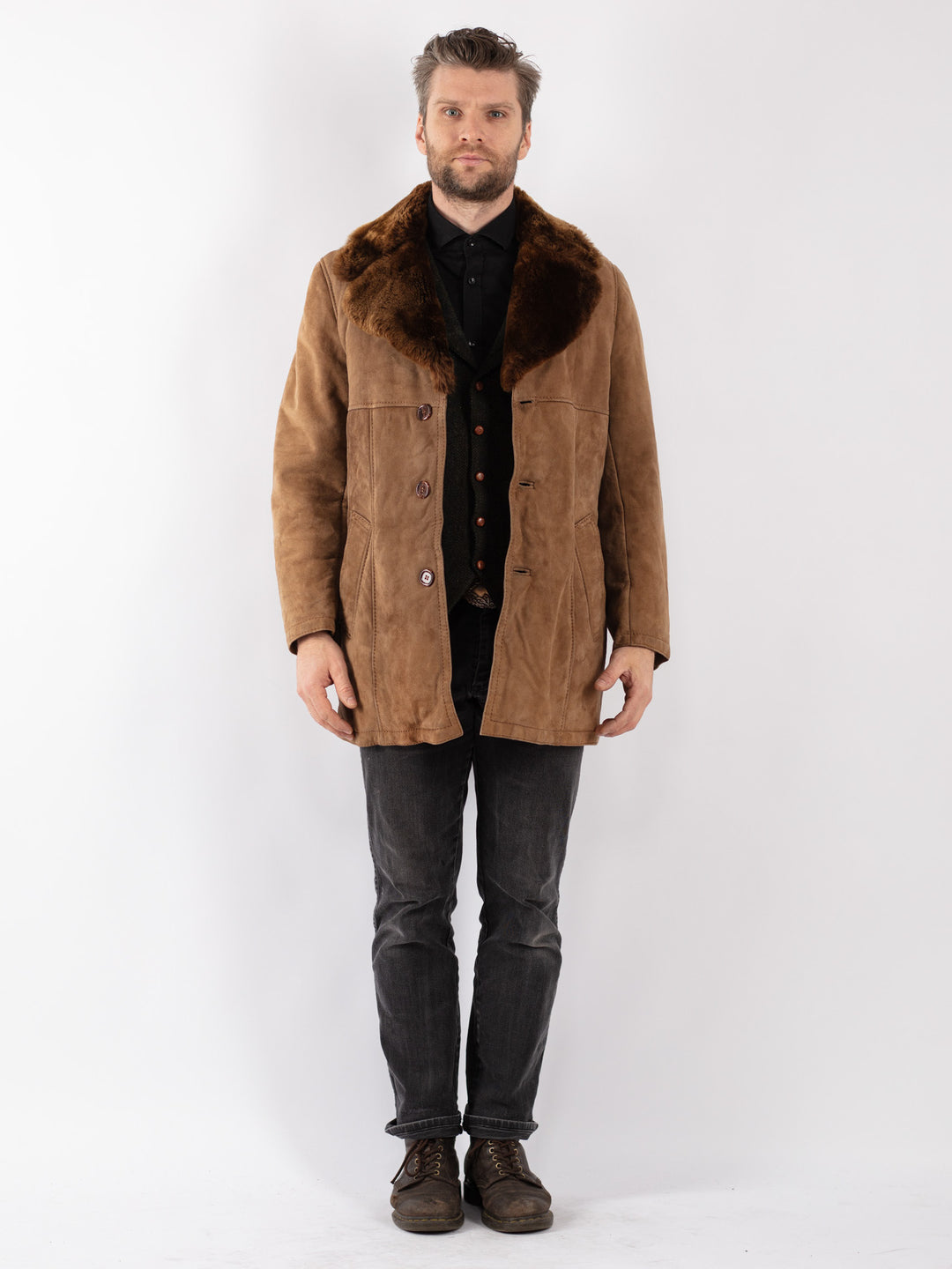 Vintage 70's Men Sheepskin in Beige