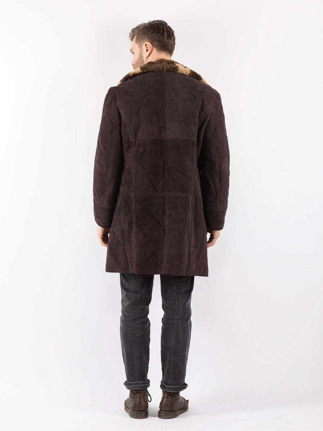 Vintage 70's Men Sheepskin Coat in Brown