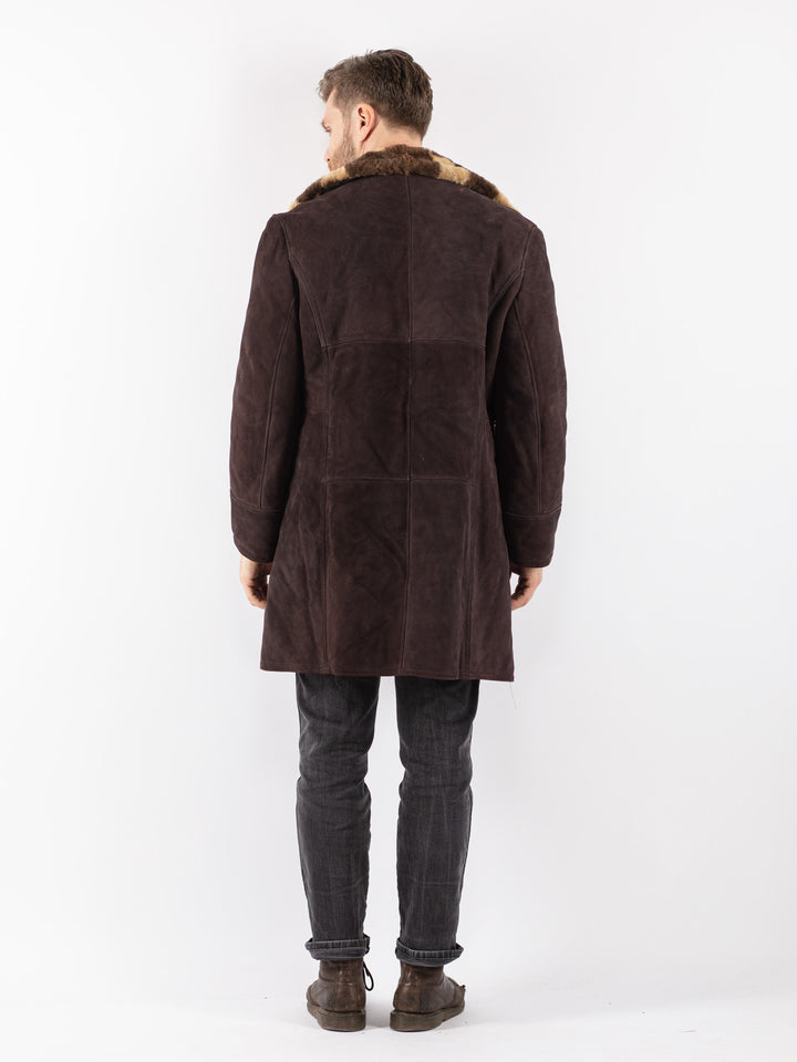 Vintage 70's Men Sheepskin Coat in Brown