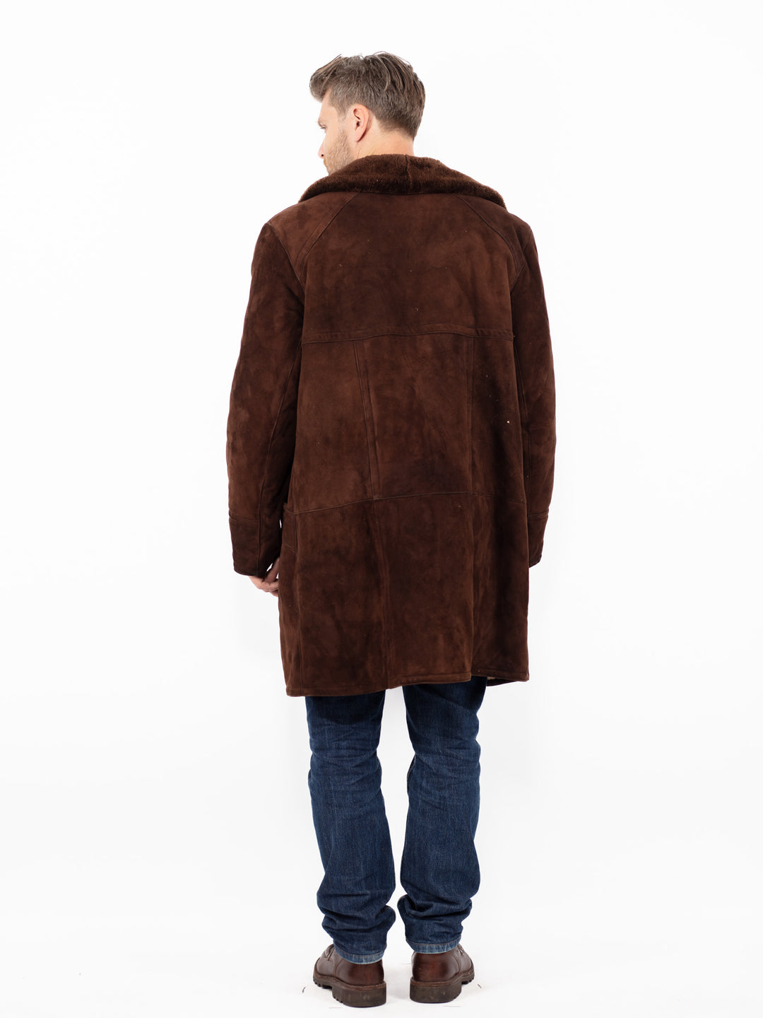 Vintage 70's Men Sheepskin Coat in Brown