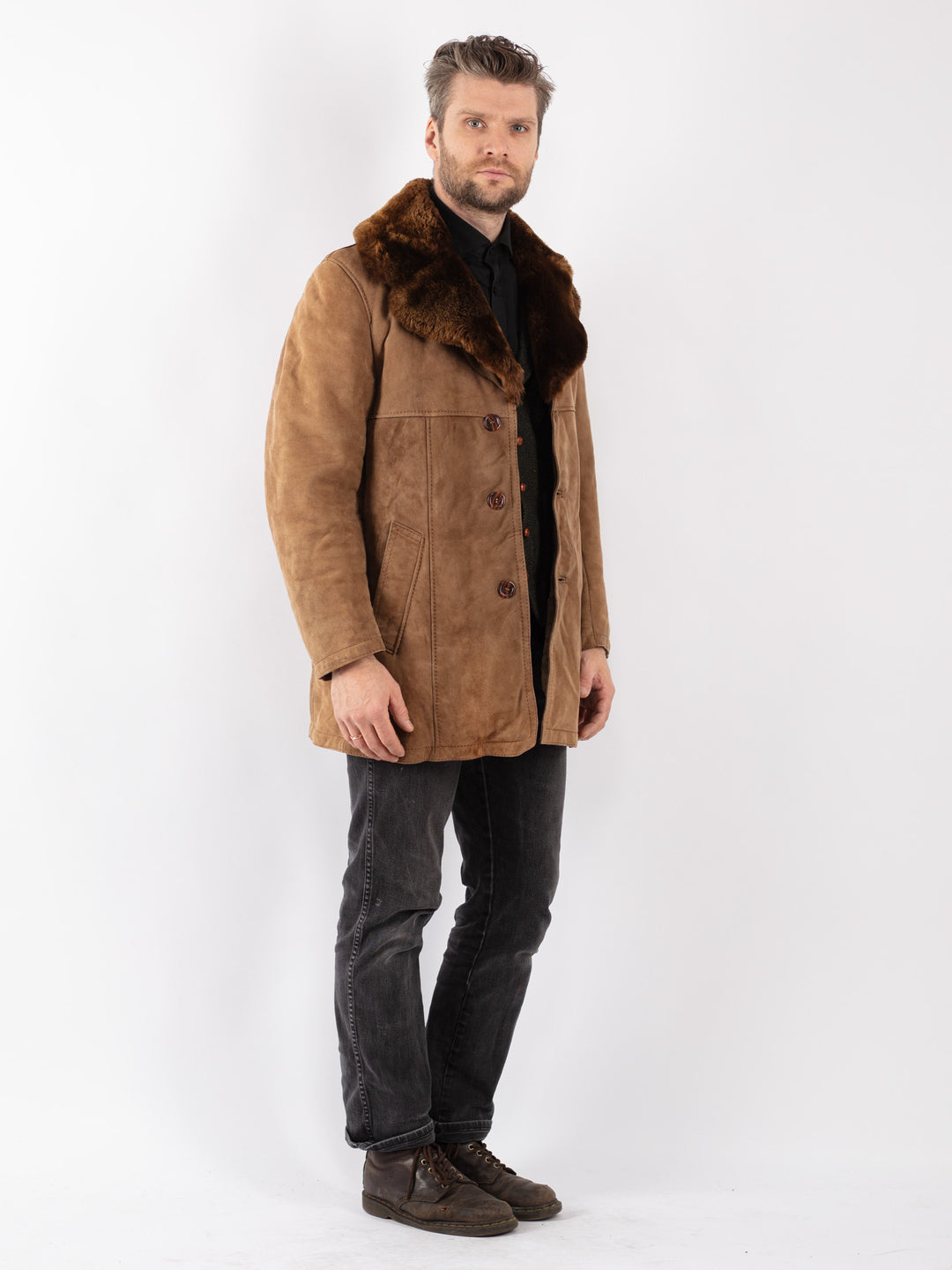 Vintage 70's Men Sheepskin in Beige